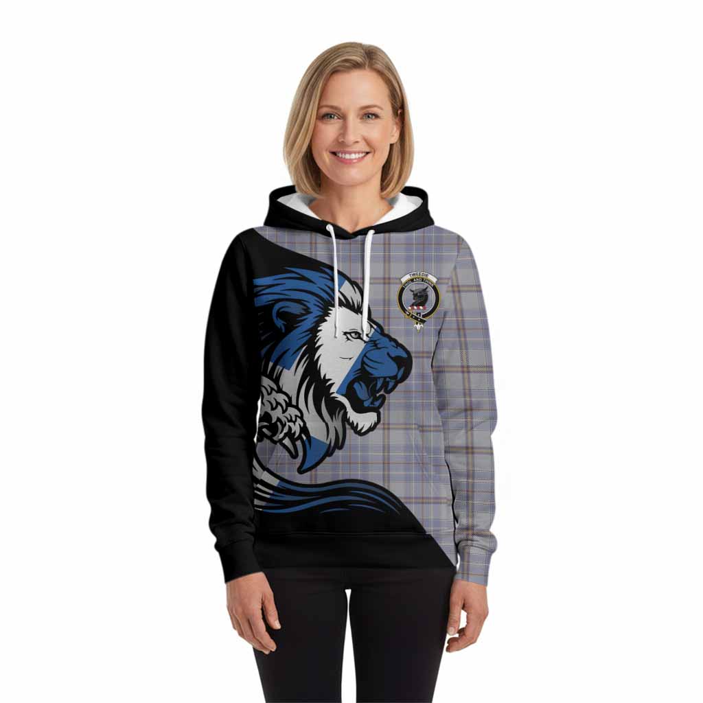 Tweedie Tartan Crest Hoodie Scottish Golden Lions Wave Flow