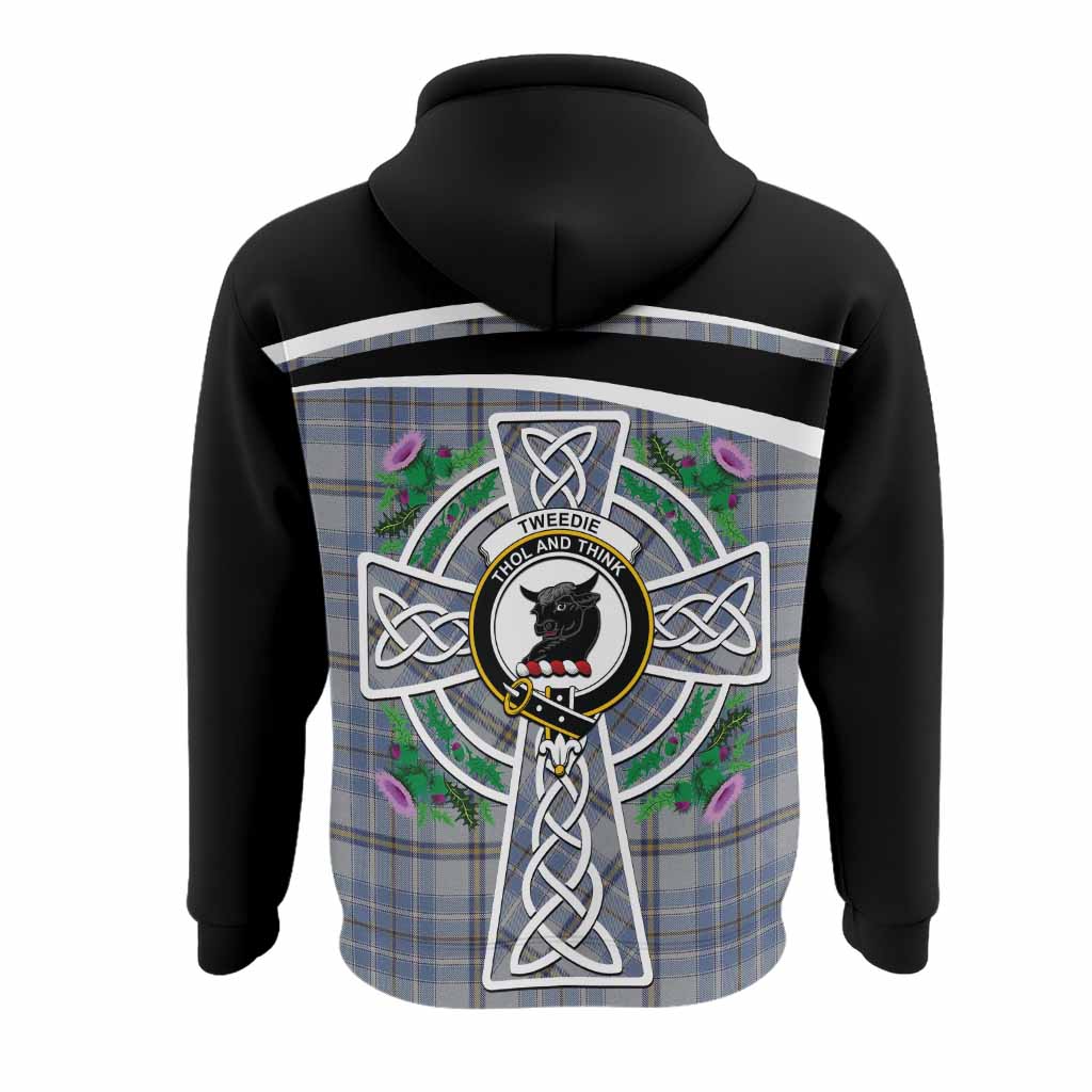 Tweedie Tartan Crest Hoodie Scottish Thistle Celtic Cross Alba Gu Brath