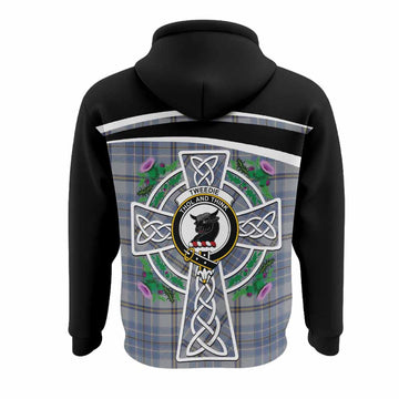 Tweedie Tartan Crest Hoodie Scottish Thistle Celtic Cross Alba Gu Brath