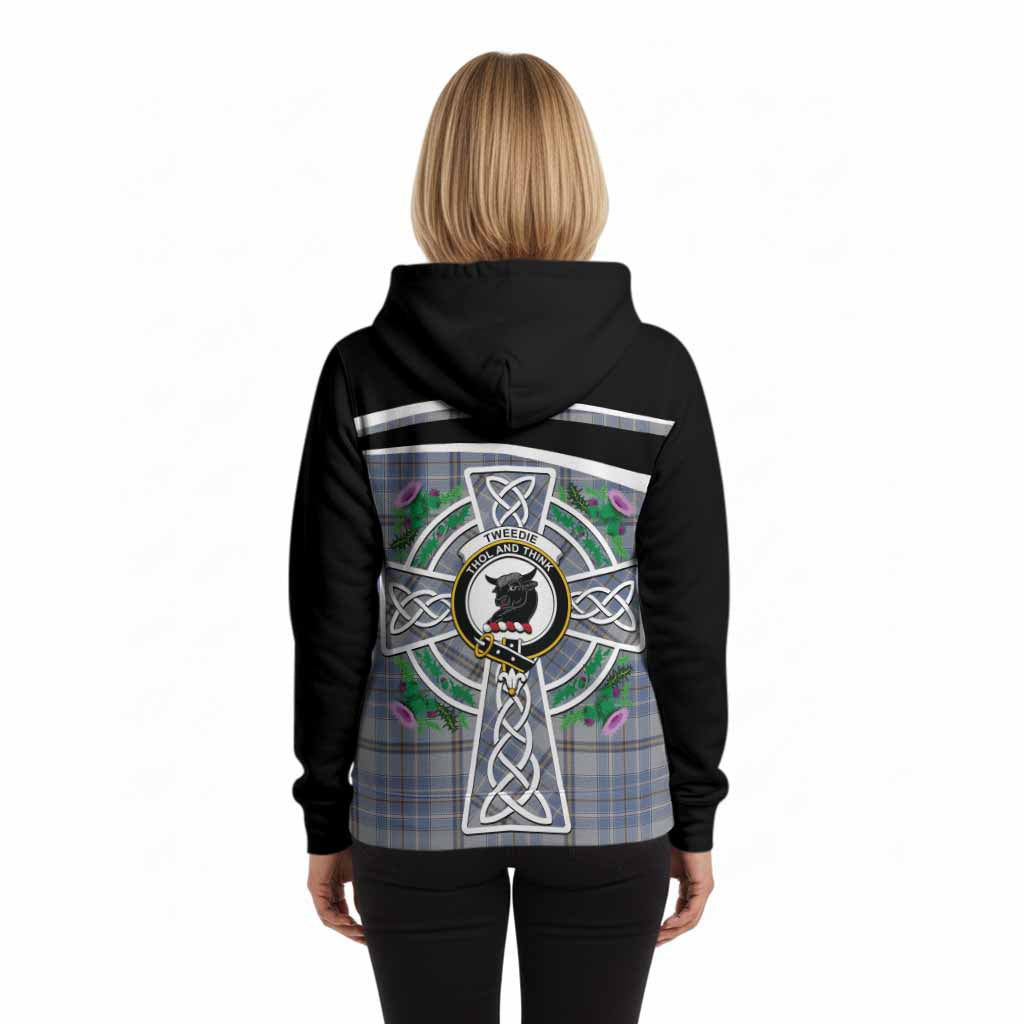 Tweedie Tartan Crest Hoodie Scottish Thistle Celtic Cross Alba Gu Brath