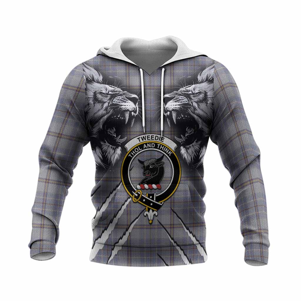 Tweedie Tartan Crest Knitted Hoodie Ferocious Lion Style