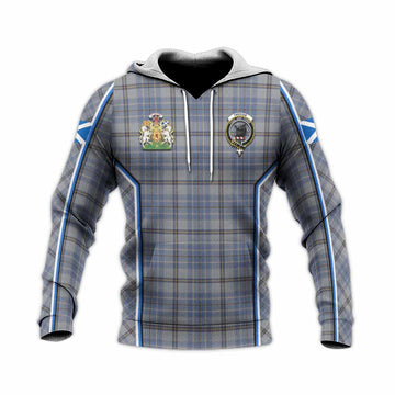 Tweedie Tartan Crest Knitted Hoodie Scotland Coat of Arm Flag Style