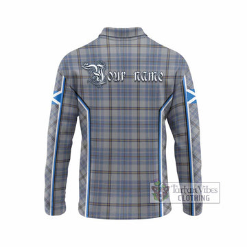 Tweedie Tartan Crest Long Sleeve Polo Shirt Scotland Coat of Arm Flag Style