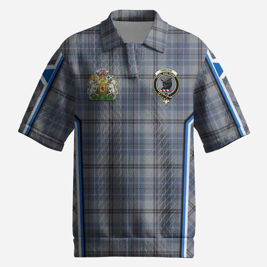 Tweedie Tartan Crest Men’s Polo Sweater Top Scotland Coat of Arm Flag Style