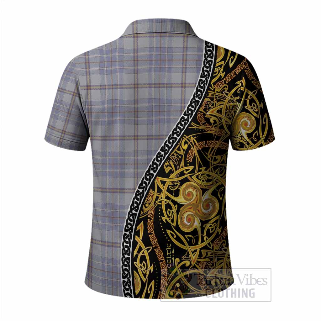 Tweedie Tartan Crest Polo Shirt Celtic Knot and Triple Trickle Spiral Symbols