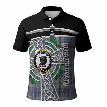 Tweedie Tartan Crest Polo Shirt Scottish Thistle Celtic Cross Alba Gu Brath