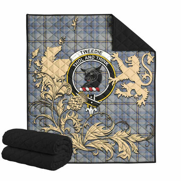 Tweedie Tartan Crest Premium Quilt with Scottish Iconic Symbols 