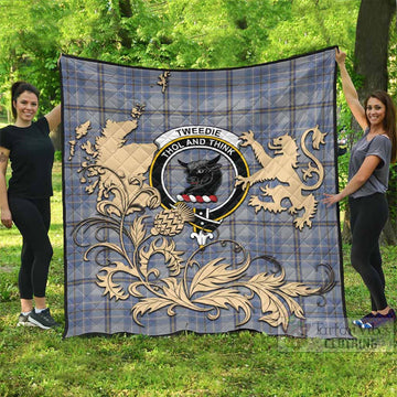 Tweedie Tartan Crest Premium Quilt with Scottish Iconic Symbols 