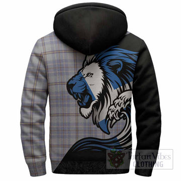 Tweedie Tartan Crest Sherpa Hoodie Scottish Golden Lions Wave Flow
