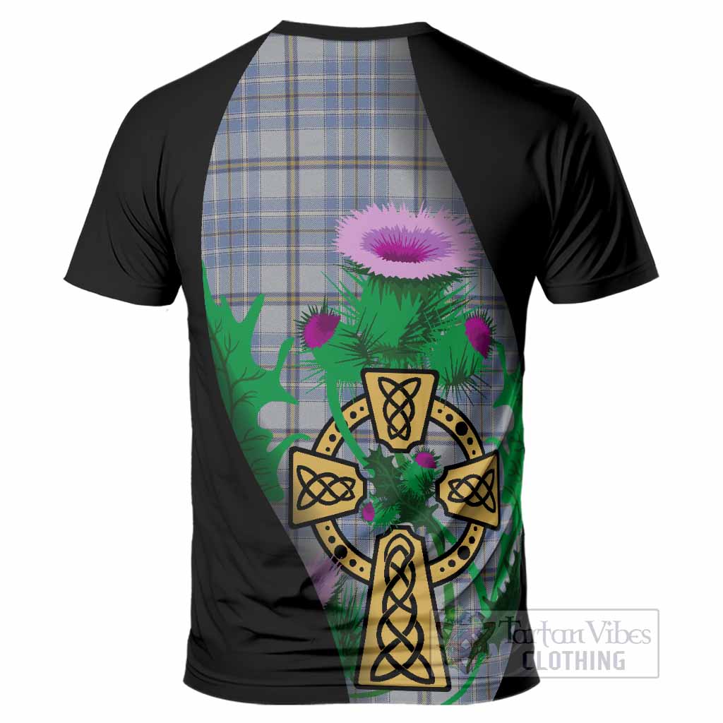 Tweedie Tartan Crest T-Shirt Celtic Cross Thistle Flowers
