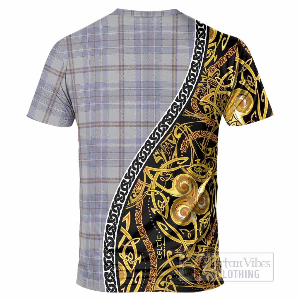 Tweedie Tartan Crest T-Shirt Celtic Knot and Triple Trickle Spiral Symbols