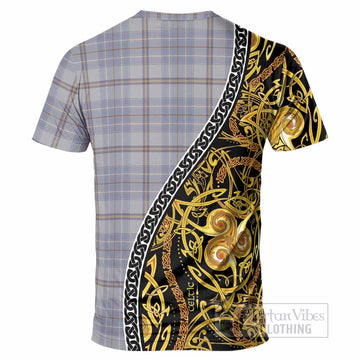Tweedie Tartan Crest T-Shirt Celtic Knot and Triple Trickle Spiral Symbols