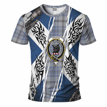 Tweedie Tartan Crest T-Shirt Scotland Flag Ripped Tribal Design