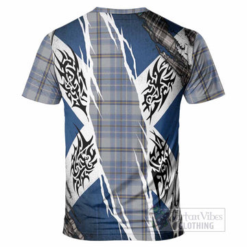 Tweedie Tartan Crest T-Shirt Scotland Flag Ripped Tribal Design