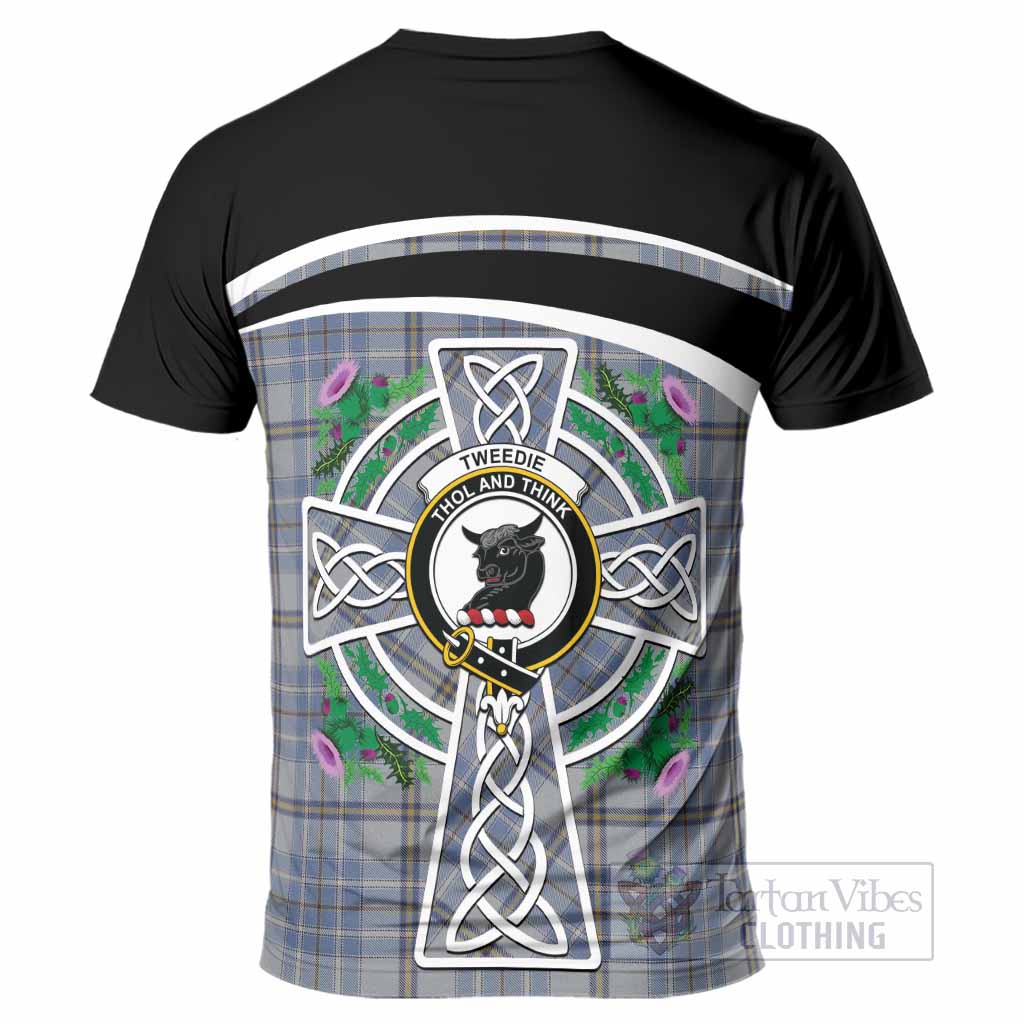 Tweedie Tartan Crest T-Shirt Scottish Thistle Celtic Cross Alba Gu Brath