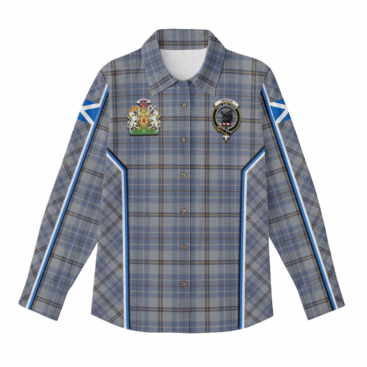 Tweedie Tartan Crest Women Casual Shirt Scotland Coat of Arm Flag Style - Tartan Vibes Clothing