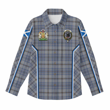 Tweedie Tartan Crest Women Casual Shirt Scotland Coat of Arm Flag Style