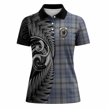 Tweedie Tartan Crest Women Polo Shirt With New Zealand Silver Fern Maori Koru