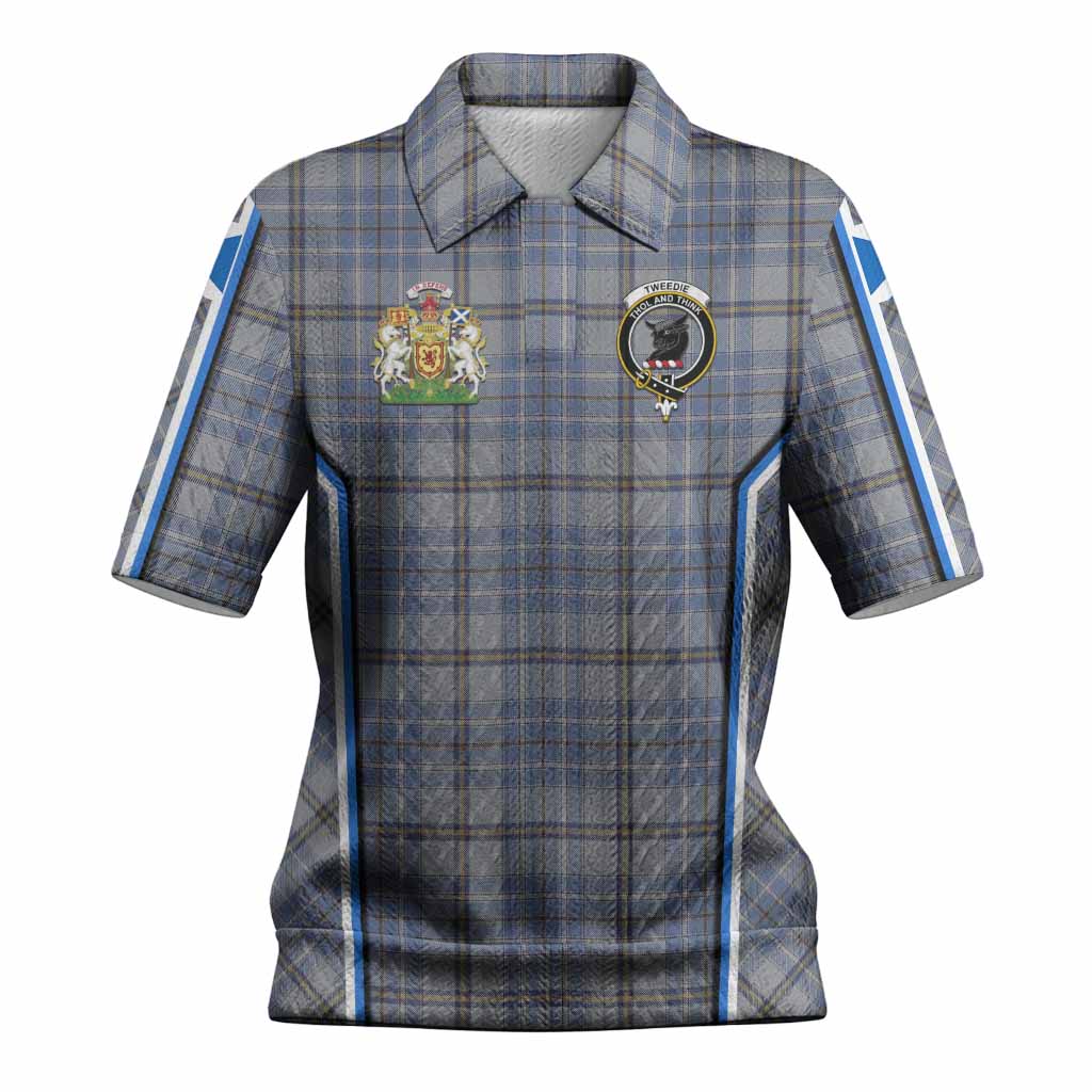 Tweedie Tartan Crest Women’s Polo Sweater Top Scotland Coat of Arm Flag Style