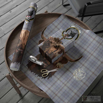 Tweedie Tartan Crest Wrapping Paper Scotland Heilan Coo Tartan Seamless Style