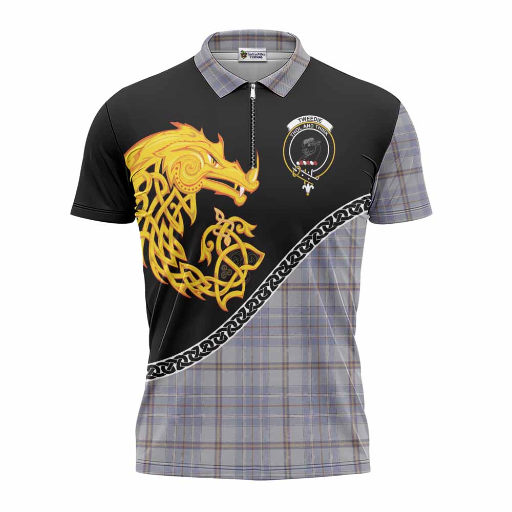 Tweedie Tartan Crest Zipper Polo Shirt Legendary Dragon Knot Half Style