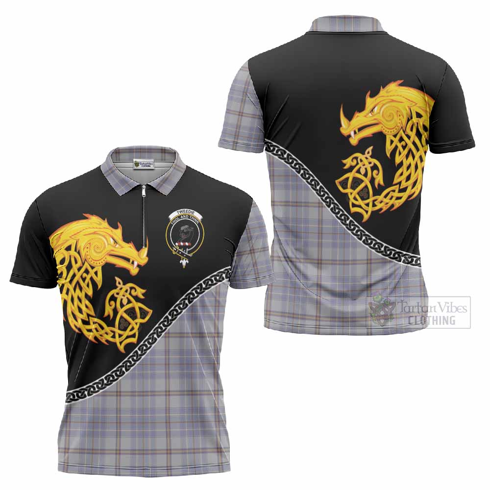 Tweedie Tartan Crest Zipper Polo Shirt Legendary Dragon Knot Half Style