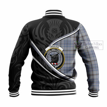 Tweedie Tartan Family Crest Baseball Jacket Celtic Scottish Thistle Floral