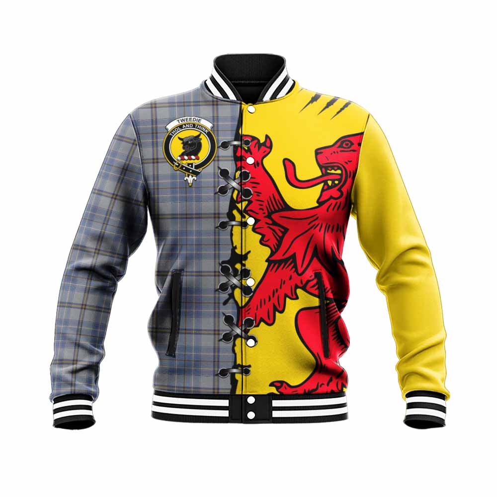 Tweedie Tartan Family Crest Baseball Jacket Lion Rampant Honor - Tartan Vibes Clothing