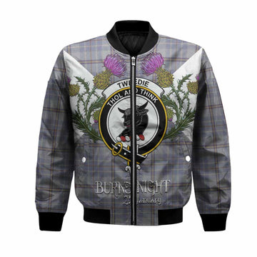 Tweedie Tartan Family Crest Bomber Jacket Scottish Burns Night Thistle Floral