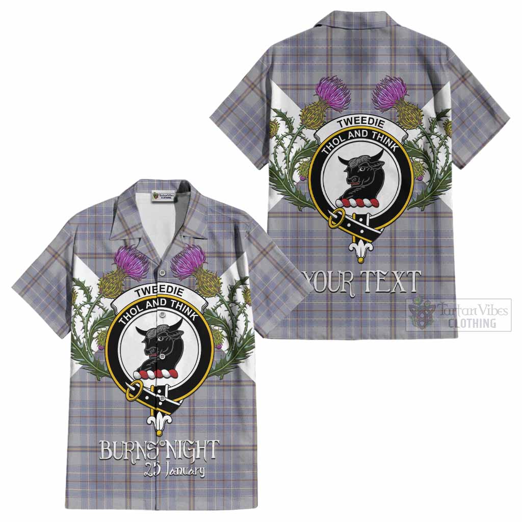 Tweedie Tartan Family Crest Cotton Hawaiian Shirt Scottish Burns Night Thistle Floral