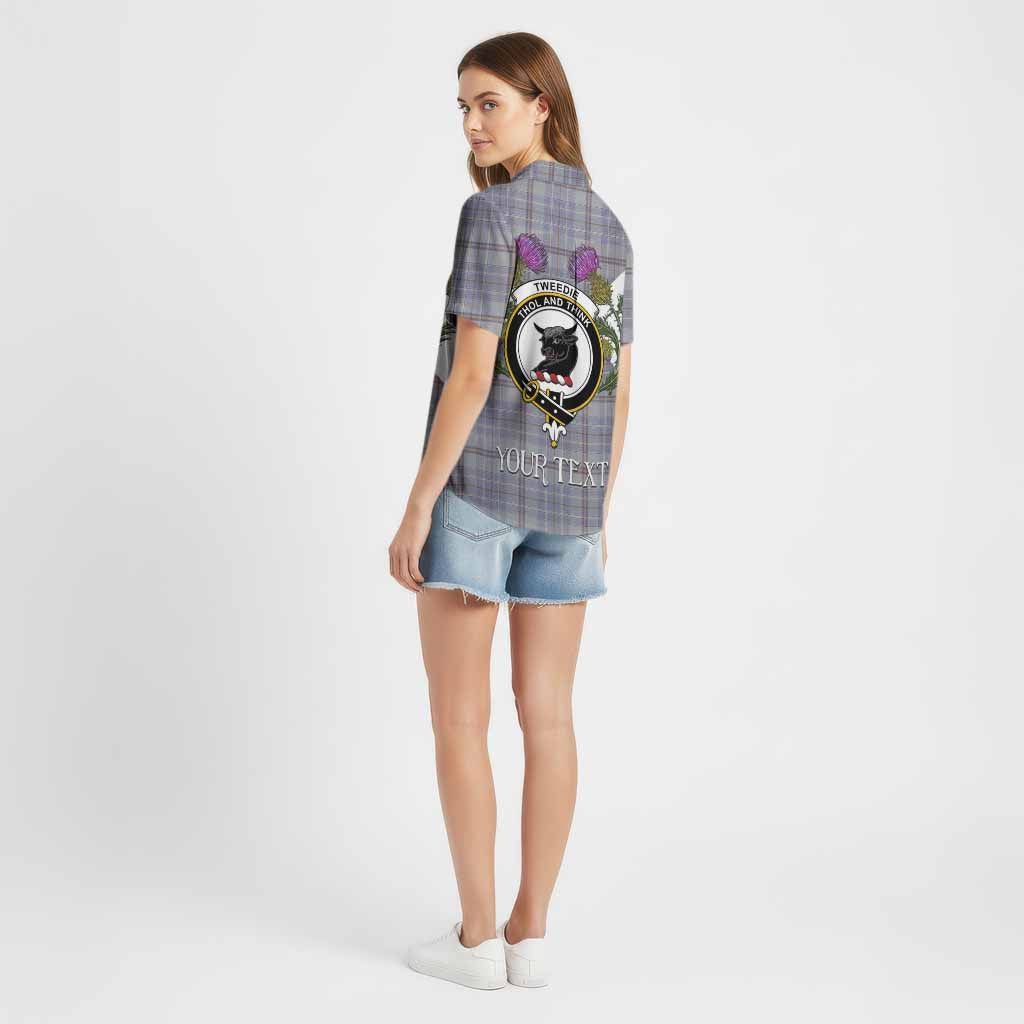 Tweedie Tartan Family Crest Cotton Hawaiian Shirt Scottish Burns Night Thistle Floral