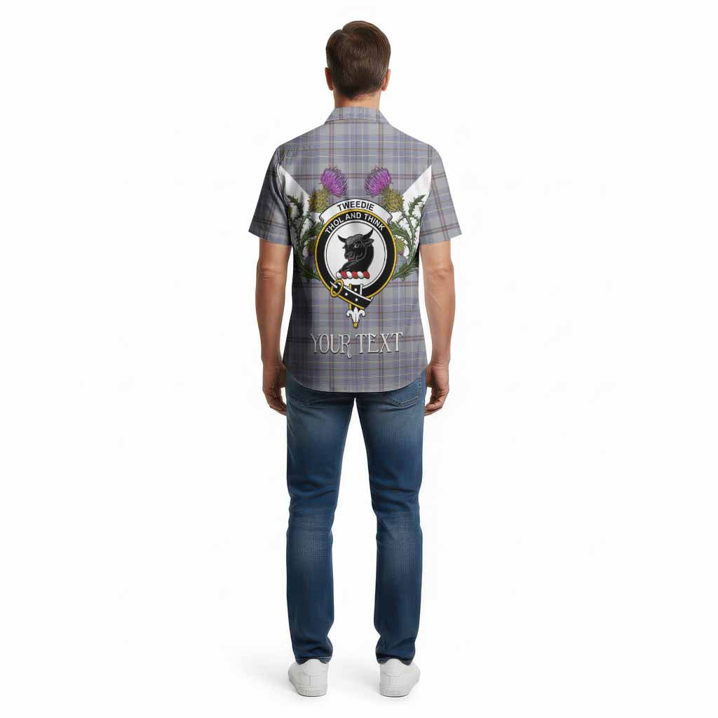 Tweedie Tartan Family Crest Cotton Hawaiian Shirt Scottish Burns Night Thistle Floral