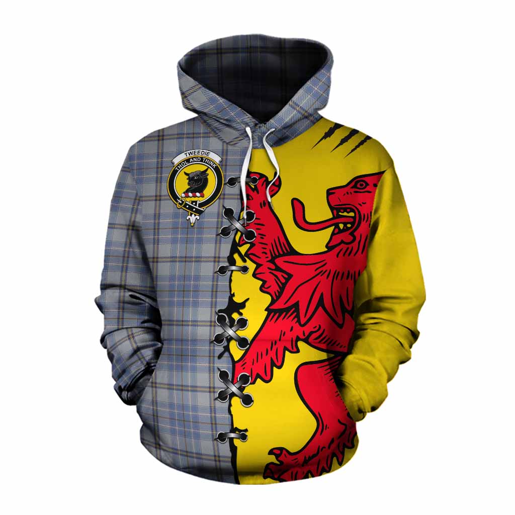Tweedie Tartan Family Crest Cotton Hoodie Lion Rampant Honor - Tartan Vibes Clothing