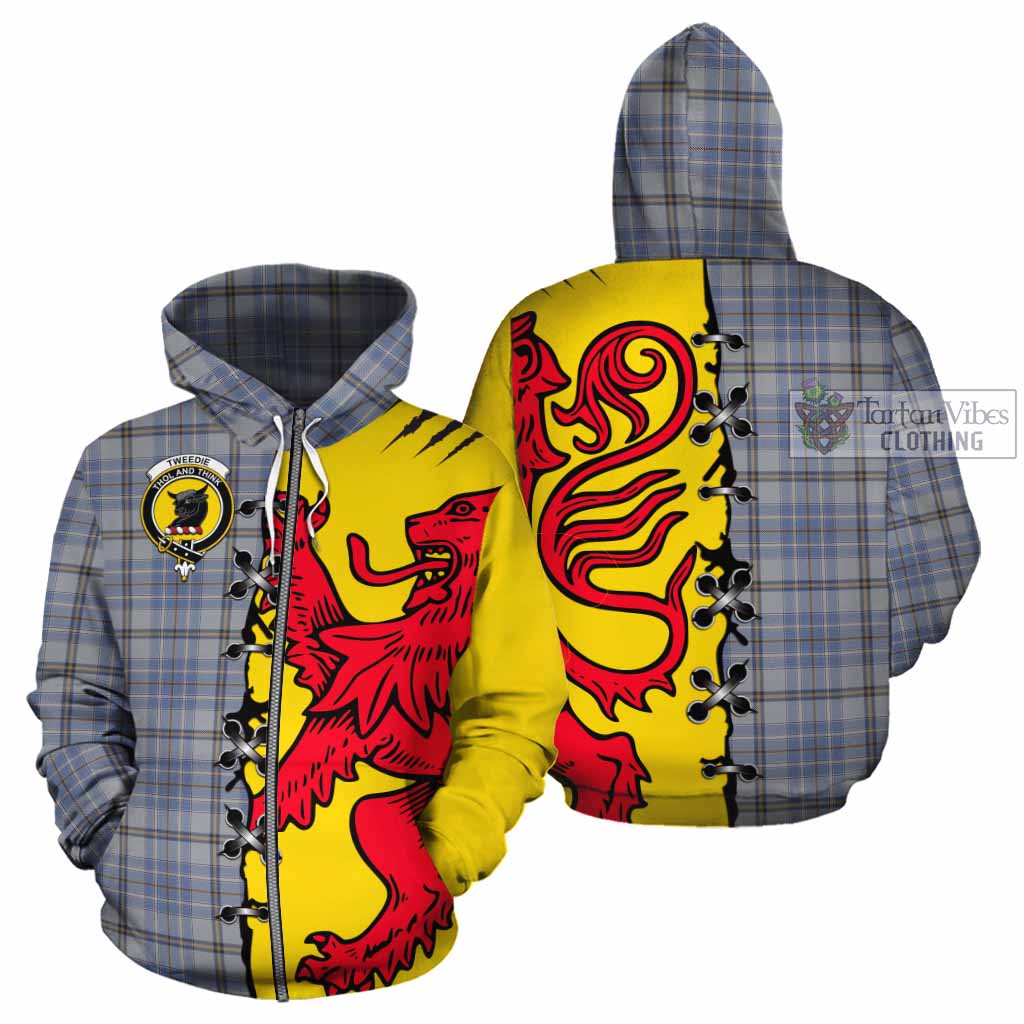 Tweedie Tartan Family Crest Cotton Hoodie Lion Rampant Honor - Tartan Vibes Clothing