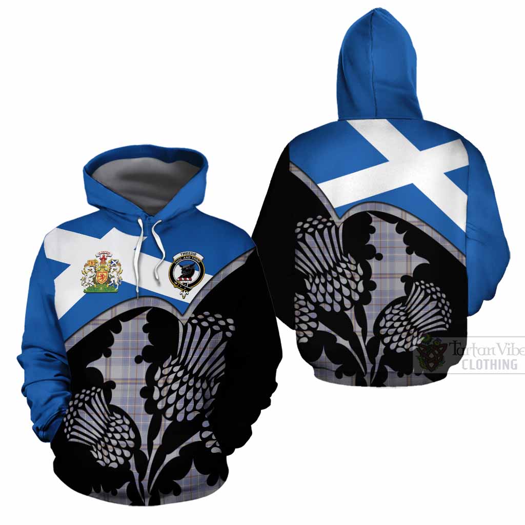 Tweedie Tartan Family Crest Cotton Hoodie Scotland Thistle Floral Flag Style