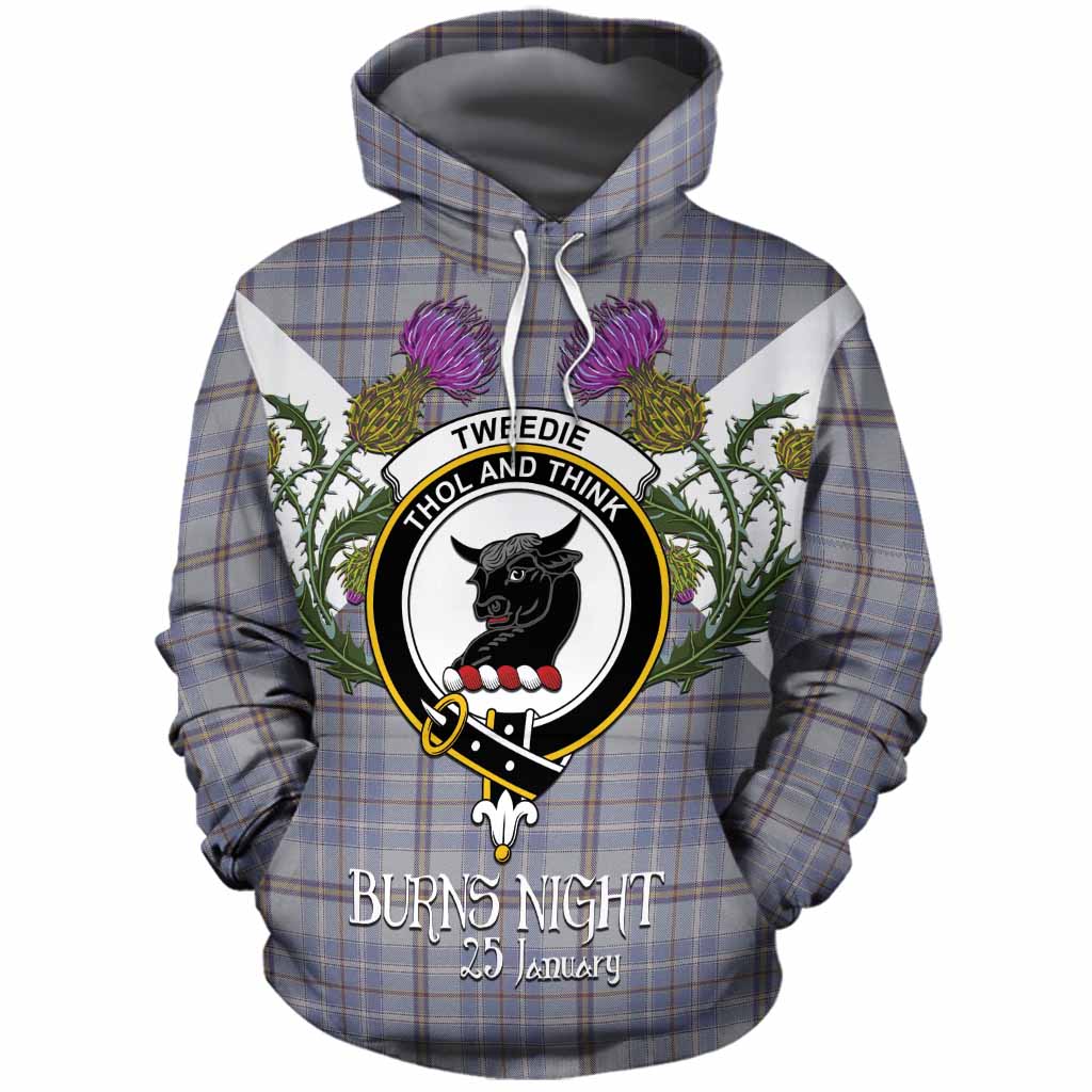 Tweedie Tartan Family Crest Cotton Hoodie Scottish Burns Night Thistle Floral