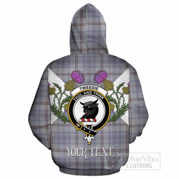 Tweedie Tartan Family Crest Cotton Hoodie Scottish Burns Night Thistle Floral