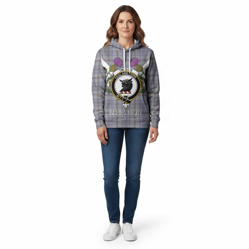 Tweedie Tartan Family Crest Cotton Hoodie Scottish Burns Night Thistle Floral