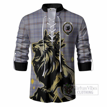 Tweedie Tartan Family Crest Ghillie Shirt Crowned Lion Roaring