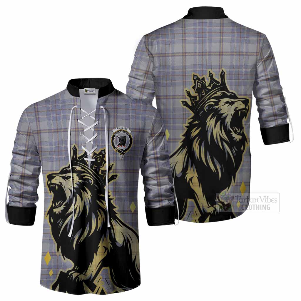 Tweedie Tartan Family Crest Ghillie Shirt Crowned Lion Roaring
