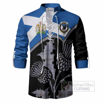 Tweedie Tartan Family Crest Ghillie Shirt Scotland Thistle Floral Flag Style