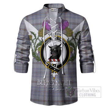 Tweedie Tartan Family Crest Ghillie Shirt Scottish Burns Night Thistle Floral