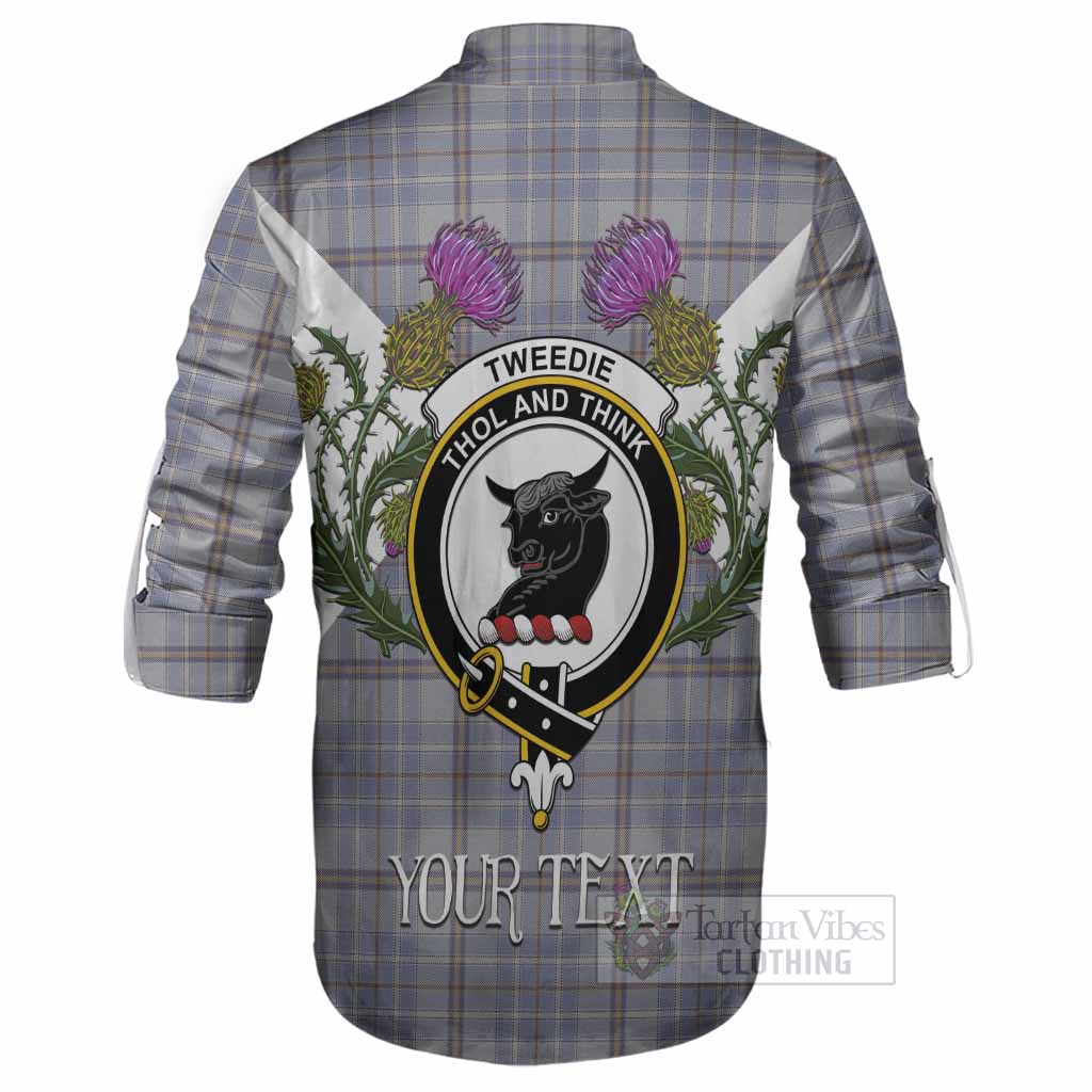 Tweedie Tartan Family Crest Ghillie Shirt Scottish Burns Night Thistle Floral