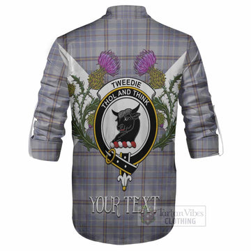 Tweedie Tartan Family Crest Ghillie Shirt Scottish Burns Night Thistle Floral