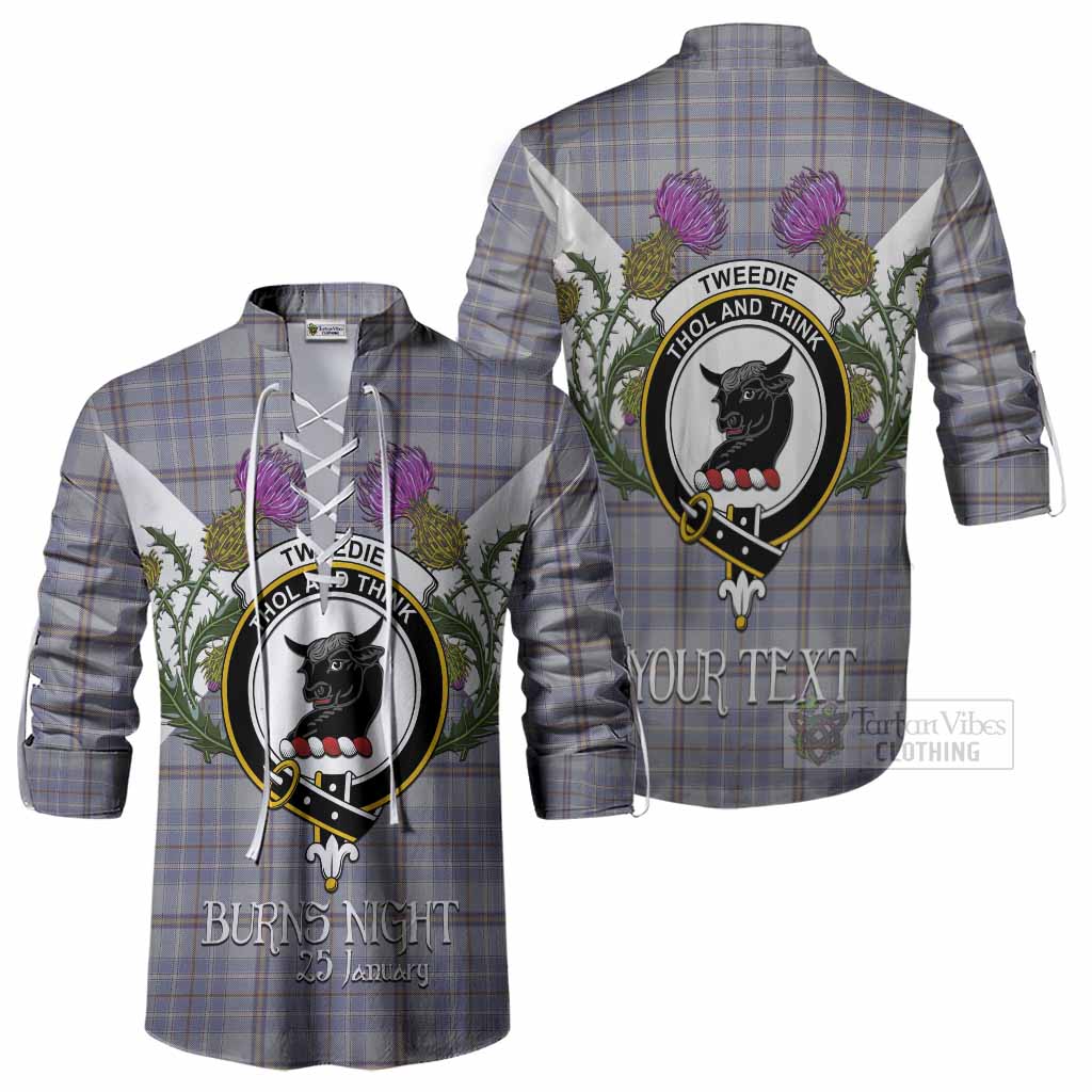 Tweedie Tartan Family Crest Ghillie Shirt Scottish Burns Night Thistle Floral