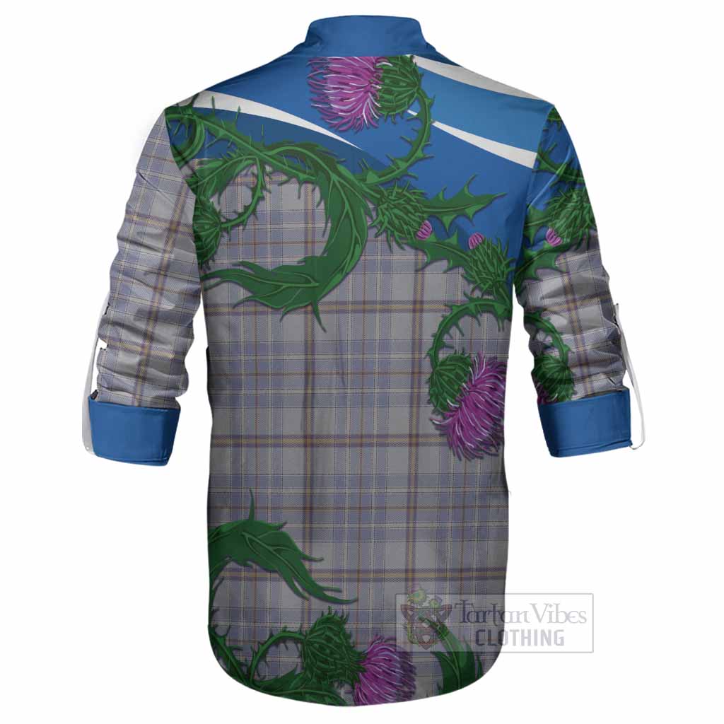 Tweedie Tartan Family Crest Ghillie Shirt Thistle in Minimalism
