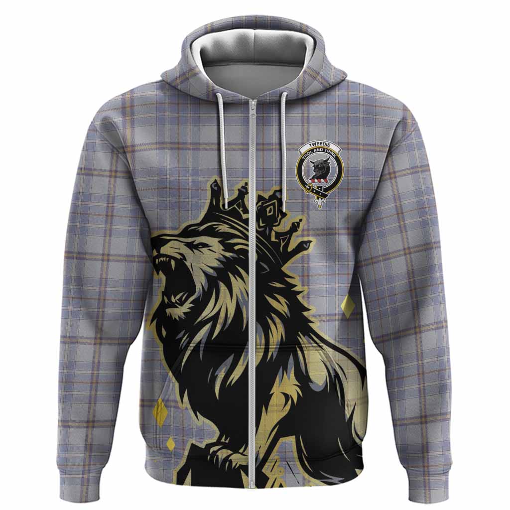 Tweedie Tartan Family Crest Hoodie Crowned Lion Roaring
