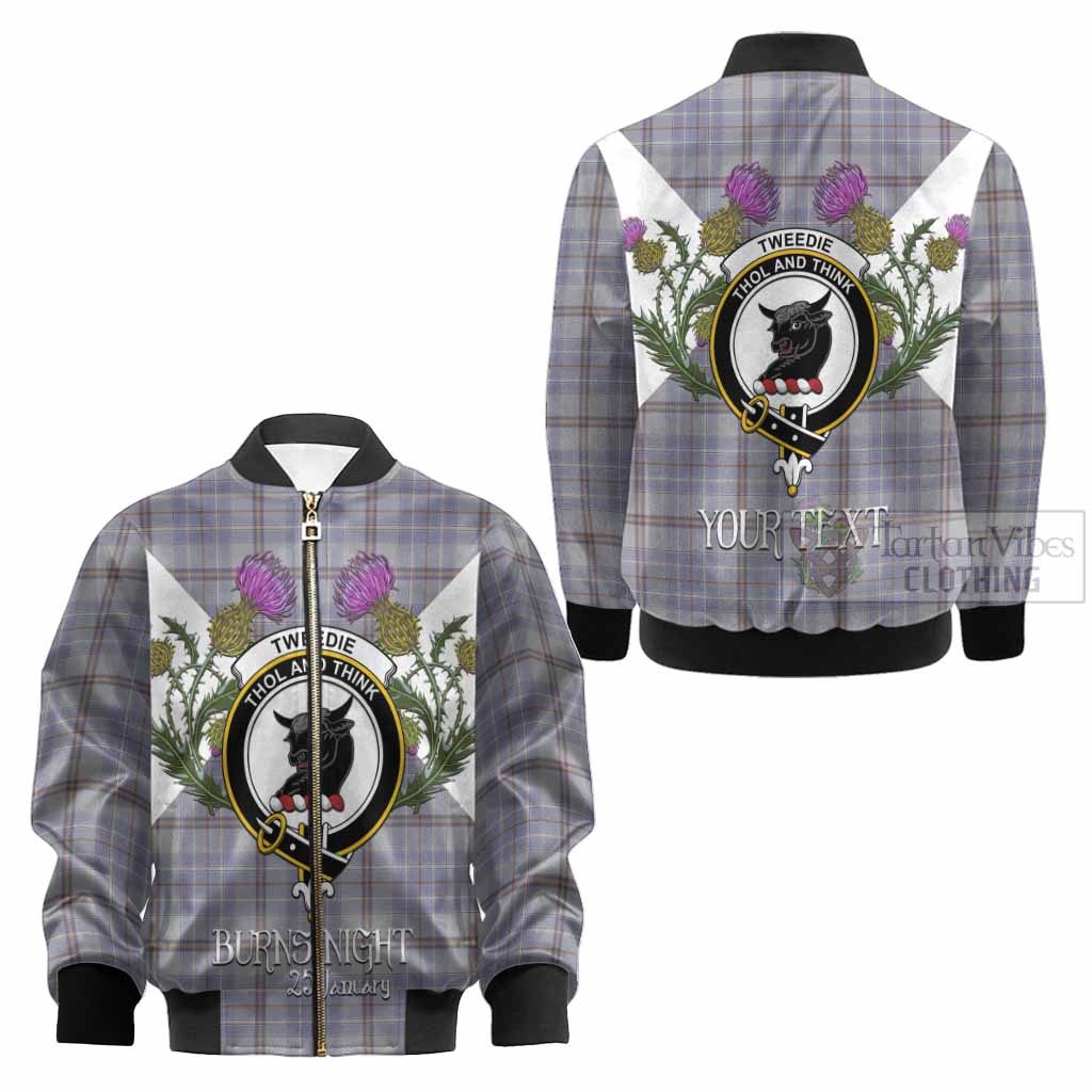 Tweedie Tartan Family Crest Kid Bomber Jacket Scottish Burns Night Thistle Floral