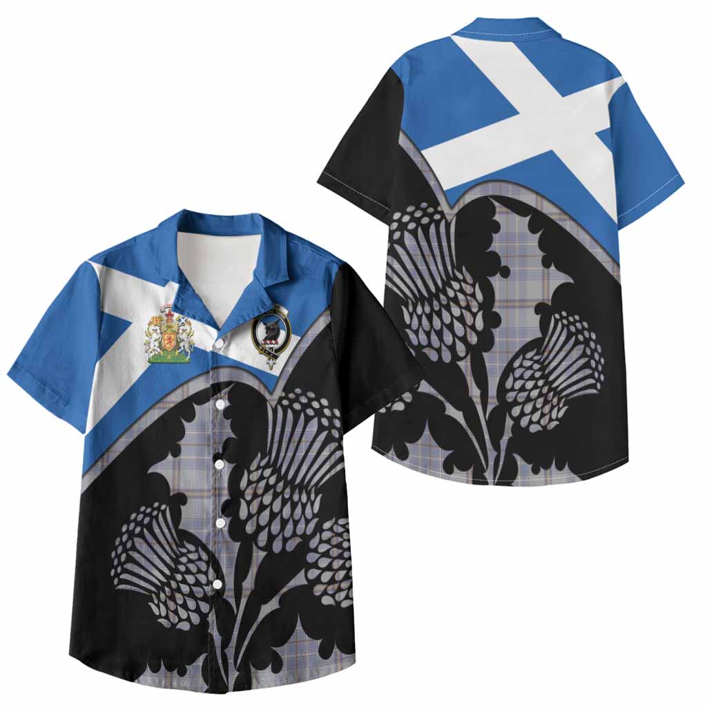 Tweedie Tartan Family Crest Kid Hawaiian Shirt Scotland Thistle Floral Flag Style