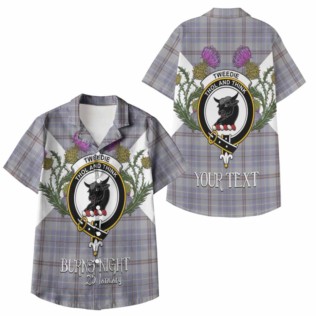 Tweedie Tartan Family Crest Kid Hawaiian Shirt Scottish Burns Night Thistle Floral